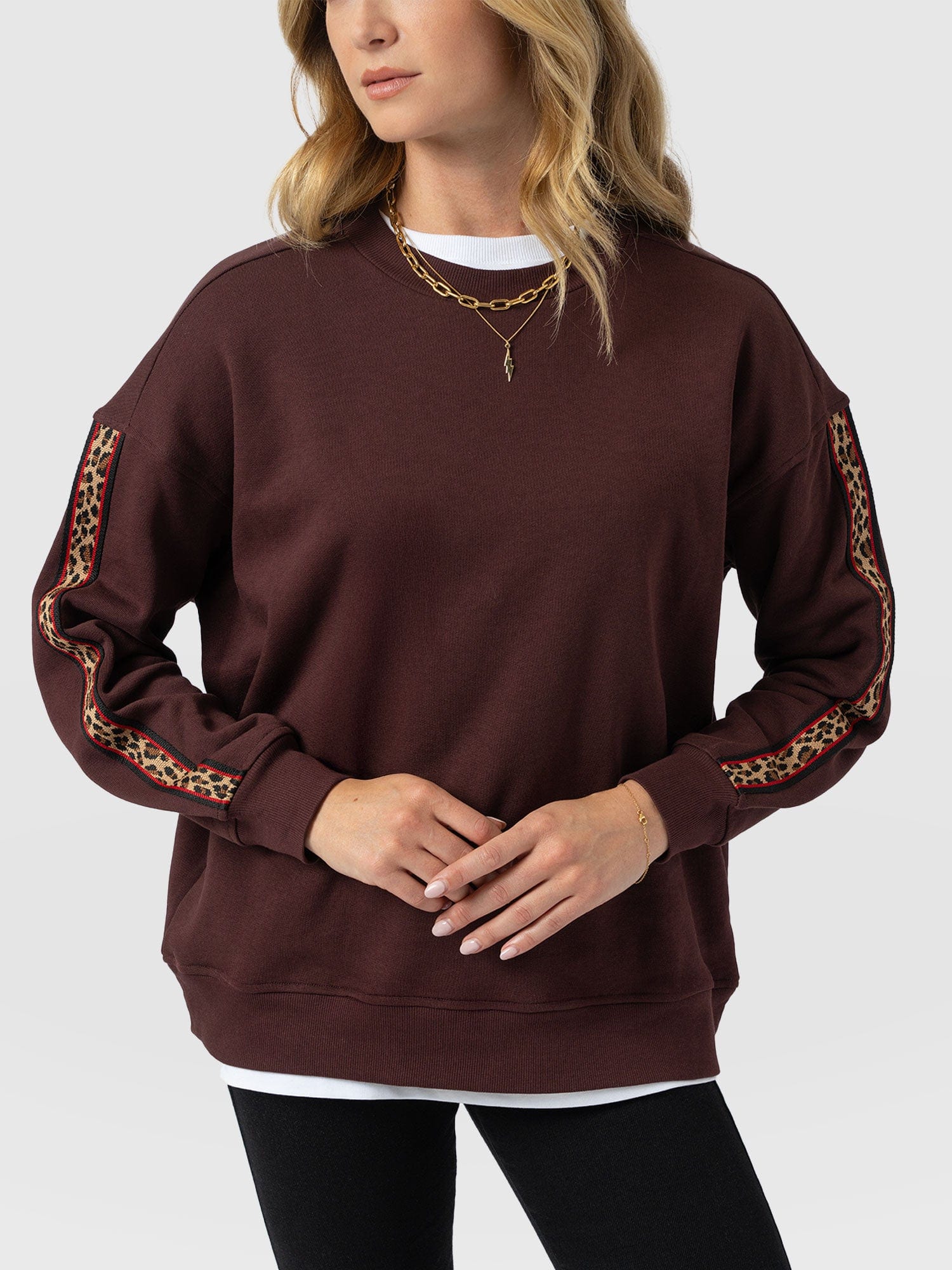 Ennis Sweatshirt - Maroon - Leopard - Women's Jumpers | Saint + Sofia® EU